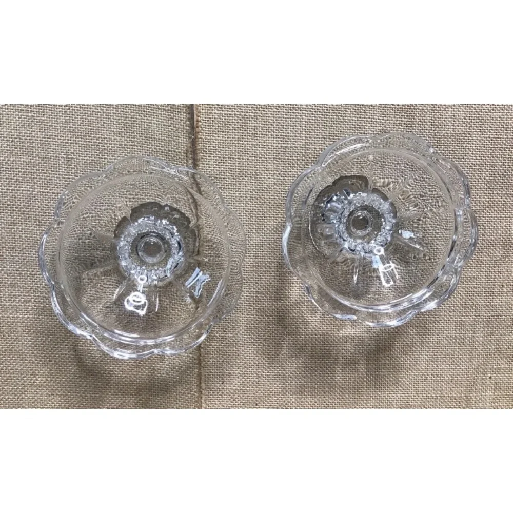 Vintage Zajecar Crystal Taper Candle Holder Set Scalloped Base Fairy Core - Picture 3 of 4